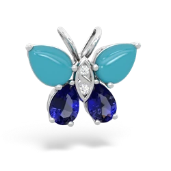 Turquoise Butterfly 14K White Gold pendant P2215