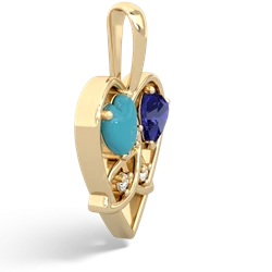 Turquoise Celtic Trinity Heart 14K Yellow Gold pendant P5331