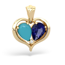 Turquoise Two Become One 14K Yellow Gold pendant P5330