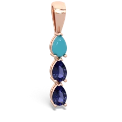 Turquoise Dew Drops 14K Rose Gold pendant P2251