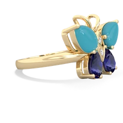 Turquoise Butterfly 14K Yellow Gold ring R2215