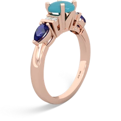 Turquoise 6Mm Round Eternal Embrace Engagement 14K Rose Gold ring R2005