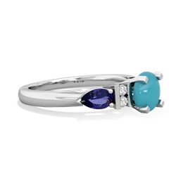 Turquoise 6Mm Round Eternal Embrace Engagement 14K White Gold ring R2005