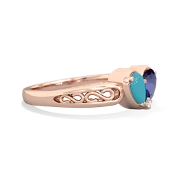 Turquoise Filligree 'One Heart' 14K Rose Gold ring R5070