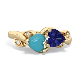 Turquoise Floral Elegance 14K Yellow Gold ring R5790