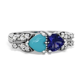 Turquoise Diamond Butterflies 14K White Gold ring R5601