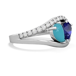 Turquoise Nestled Heart Keepsake 14K White Gold ring R5650