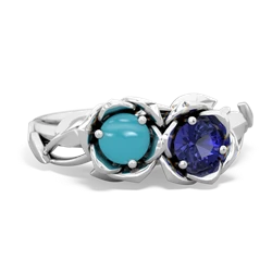 Turquoise Rose Garden 14K White Gold ring R5510