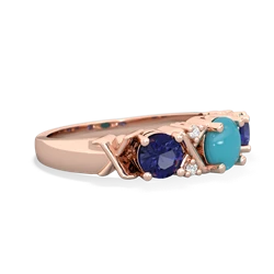 Turquoise Hugs And Kisses 14K Rose Gold ring R5016