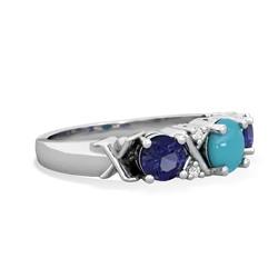 Turquoise Hugs And Kisses 14K White Gold ring R5016