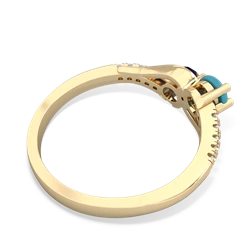 Turquoise Infinity Pave Two Stone 14K Yellow Gold ring R5285