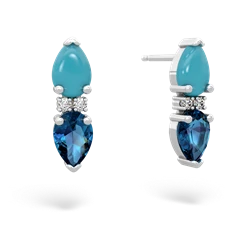 Turquoise Bowtie Drop 14K White Gold earrings E0865