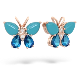 Turquoise Butterfly 14K Rose Gold earrings E2215