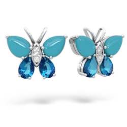 Turquoise Butterfly 14K White Gold earrings E2215