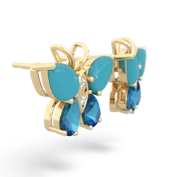 Turquoise Butterfly 14K Yellow Gold earrings E2215