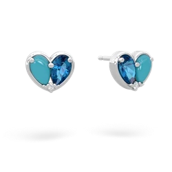 Turquoise 'Our Heart' 14K White Gold earrings E5072