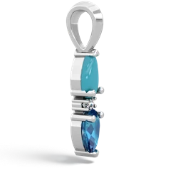 Turquoise Bowtie Drop 14K White Gold pendant P0865