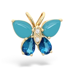 Turquoise Butterfly 14K Yellow Gold pendant P2215