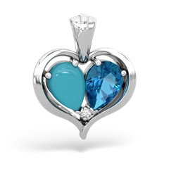 Turquoise Two Become One 14K White Gold pendant P5330