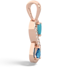 Turquoise Diamond Infinity 14K Rose Gold pendant P5390