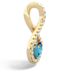 Turquoise Pave Twist 'One Heart' 14K Yellow Gold pendant P5360