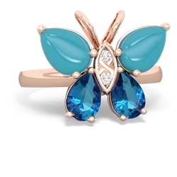 Turquoise Butterfly 14K Rose Gold ring R2215