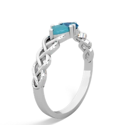 Turquoise Heart To Heart Braid 14K White Gold ring R5870