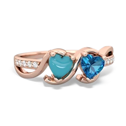 Turquoise Side By Side 14K Rose Gold ring R3090