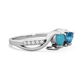 Turquoise Side By Side 14K White Gold ring R3090