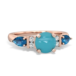 Turquoise 6Mm Round Eternal Embrace Engagement 14K Rose Gold ring R2005