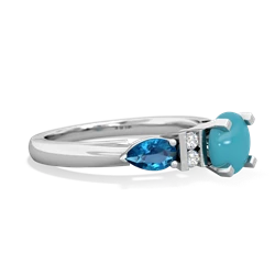 Turquoise 6Mm Round Eternal Embrace Engagement 14K White Gold ring R2005