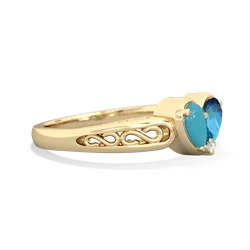 Turquoise Filligree 'One Heart' 14K Yellow Gold ring R5070