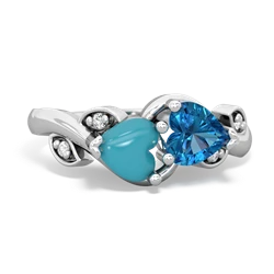 Turquoise Floral Elegance 14K White Gold ring R5790