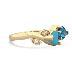 Turquoise Floral Elegance 14K Yellow Gold ring R5790