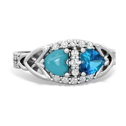 Turquoise Sparkling Celtic Knot 14K White Gold ring R2645