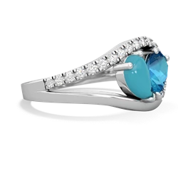 Turquoise Nestled Heart Keepsake 14K White Gold ring R5650