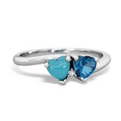 Turquoise Sweethearts 14K White Gold ring R5260