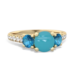 Turquoise Pave Trellis 14K Yellow Gold ring R5500