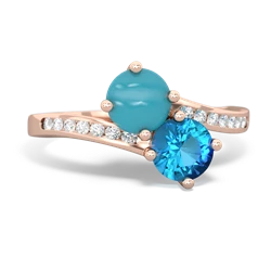 Turquoise Channel Set Two Stone 14K Rose Gold ring R5303