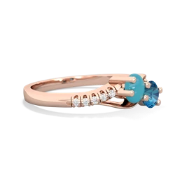 Turquoise Infinity Pave Two Stone 14K Rose Gold ring R5285