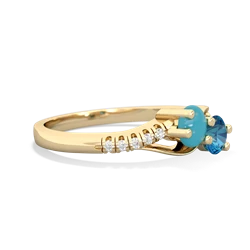 Turquoise Infinity Pave Two Stone 14K Yellow Gold ring R5285