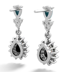 Turquoise Halo Pear Dangle 14K White Gold earrings E1882