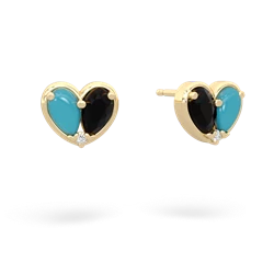 Turquoise 'Our Heart' 14K Yellow Gold earrings E5072