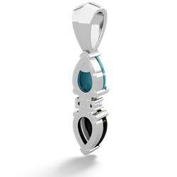 Turquoise Bowtie Drop 14K White Gold pendant P0865