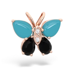 Turquoise Butterfly 14K Rose Gold pendant P2215