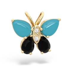 Turquoise Butterfly 14K Yellow Gold pendant P2215