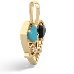 Turquoise Celtic Trinity Heart 14K Yellow Gold pendant P5331