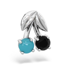 Turquoise Sweet Cherries 14K White Gold pendant P7001