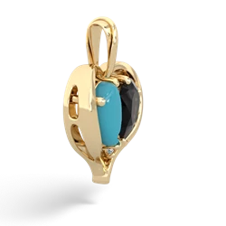 Turquoise Two Become One 14K Yellow Gold pendant P5330