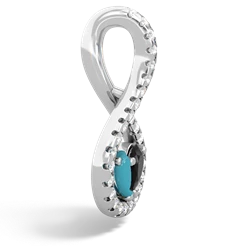 Turquoise Pave Twist 'One Heart' 14K White Gold pendant P5360